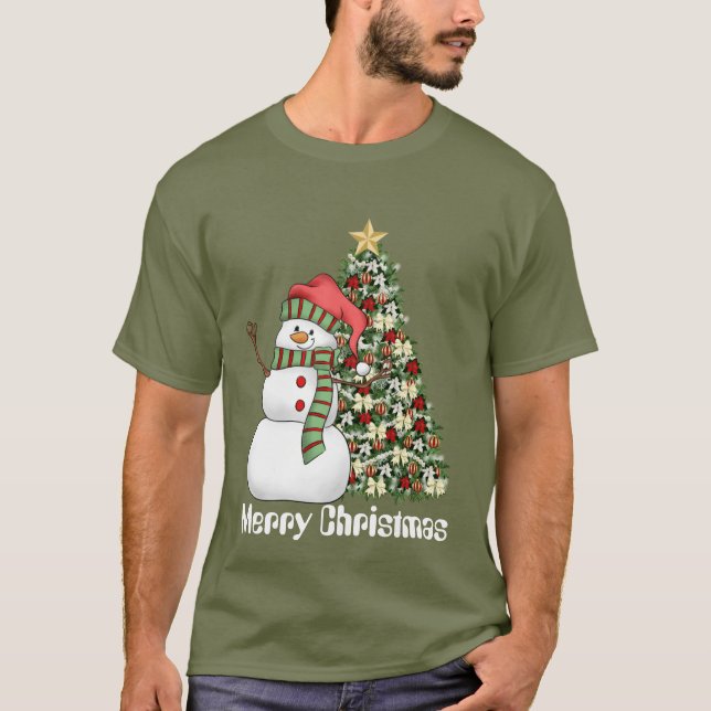 Camiseta masculina de árvores de Natal festivo (Frente)