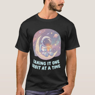 Camiseta masculina de astronauta dando um passo de