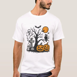 Camiseta masculina de cena assustadora de Hallowee