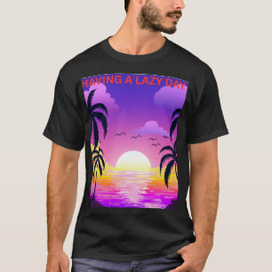Camiseta masculina de dia preguiçoso ao pôr do sol