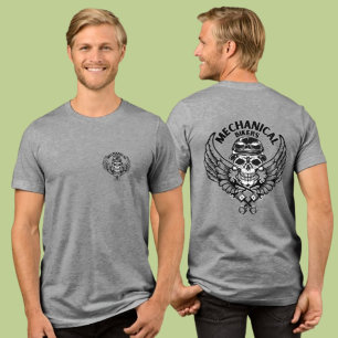 Camiseta Masculina de Engrenagens Mecânicas Crânio