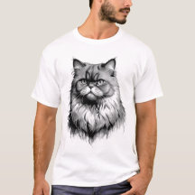 Camiseta masculina de esboço de gato persa preto
