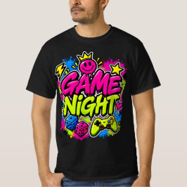 Camiseta masculina de festa de jogos noturnos com