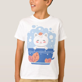 Camiseta masculina de gato Kawaii fofo em uma xíca