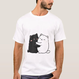 Camiseta masculina de gatos fofos abraçando | Cami