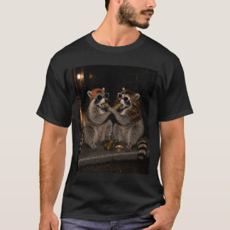 Camiseta Masculina de Guaxinim Engraçado Comendo P