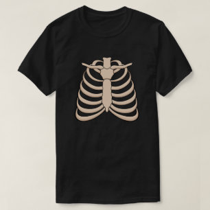 Camiseta masculina de Halloween com caixa torácica