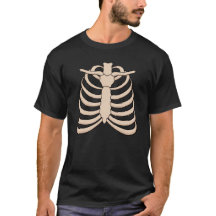 Camiseta masculina de Halloween com caixa torácica