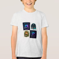 Camiseta Masculina de Insígnias de Jogos Retrô | C