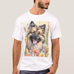 Camiseta masculina de Keeshond em aquarela
