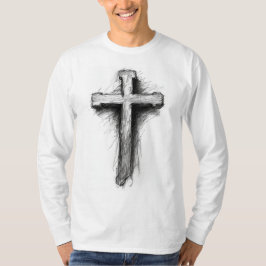 Camiseta masculina de manga longa com cruz cristã