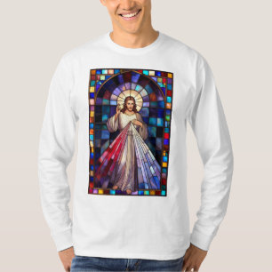Camiseta masculina de manga longa Divine Mercy Jes