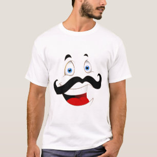 Camiseta masculina de rosto risonho de desenho ani