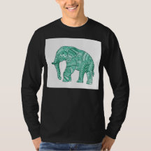 Camiseta Masculina Elefante Verde Ornamentado Zent