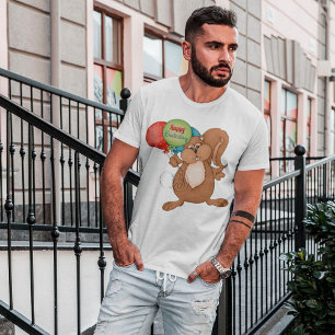 Camiseta Masculina Esquilo Feliz Aniversário