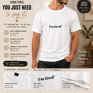 Camiseta Masculina Estou Cansado Camiseta Gráfic