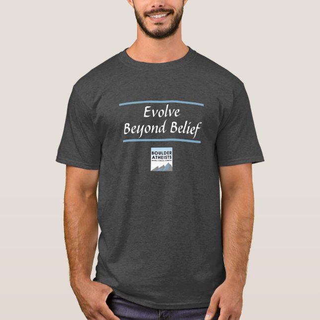 Camiseta masculina Evolve Beyond Belief Logo (Frente)