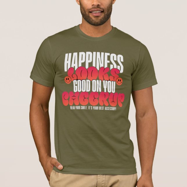 CAMISETA MASCULINA FELIZ OLHAR PARA CIMA  (Frente)