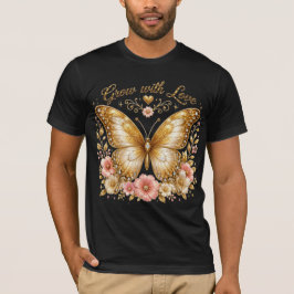 Camiseta masculina Gold Butterfly Floral Grow with