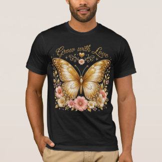 Camiseta masculina Gold Butterfly Floral Grow with