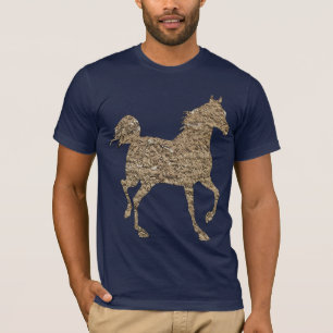 Camiseta Masculina Gráfica Cavalo Dourado