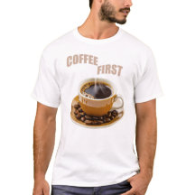 camiseta masculina gráfica Coffee First