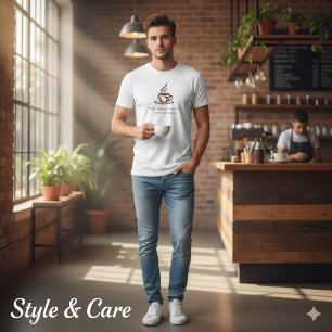 Camiseta masculina gráfica com citação de café per