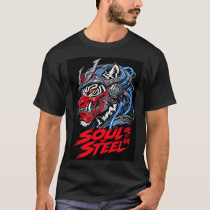 Camiseta masculina gráfica Cyber Samurai Tiger Sou