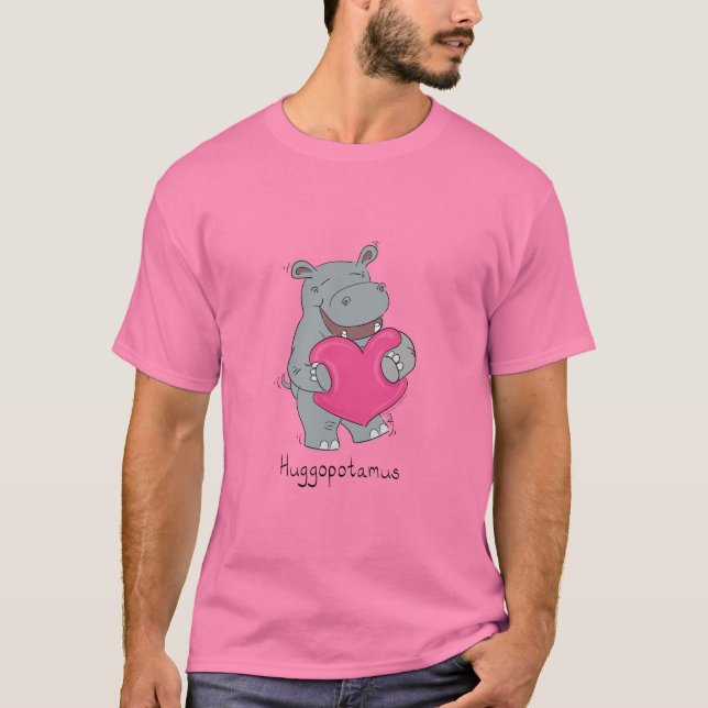 Camiseta masculina Hippo Hugs Dia dos Namorados Ro (Frente)