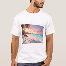 Camiseta masculina inspirada na praia das Seychell