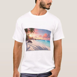 Camiseta masculina inspirada na praia das Seychell