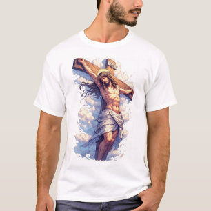 Camiseta masculina Jesus na Cruz Cristã