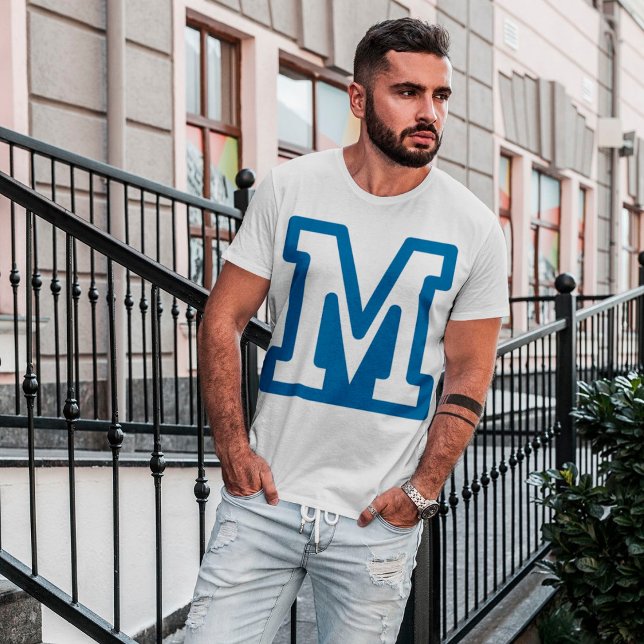 Camiseta Masculina Letra M Azul (Criador carregado)