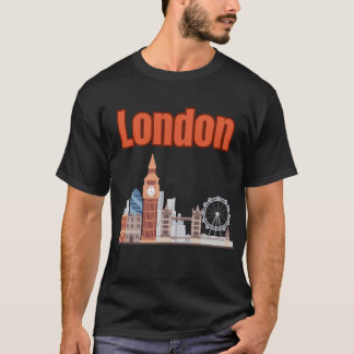 Camiseta masculina London Skyline Big Font preta