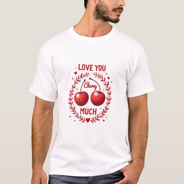 Camiseta masculina Love You Cherry Much  (Frente)