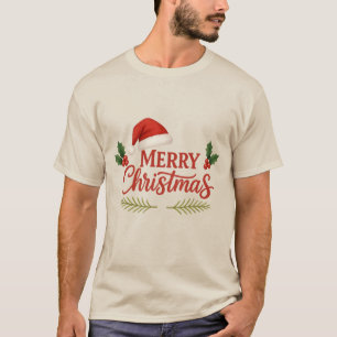 Camiseta Masculina Merry Christmas Santa Hat & Lea