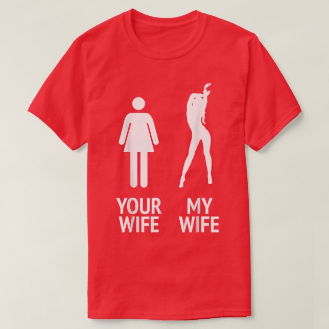 Camiseta Masculina Minha Esposa vs Sua Esposa Mari (Frente do Design)