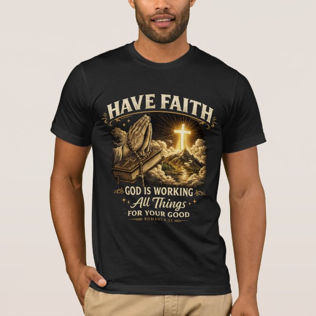 Camiseta Masculina Modelo Tenha Fé Em Deus (Frente)