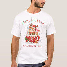 Camiseta masculina natalina com nome da família pe