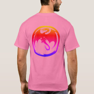 Camiseta masculina Neon Dragon rosa atrás