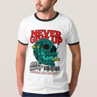 Camiseta Masculina Never Give Up Skull Streetwear