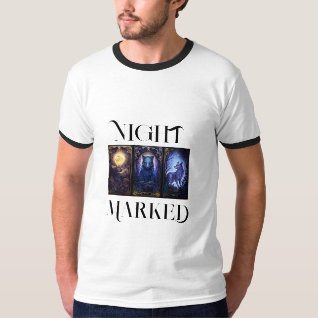 Camiseta masculina Nightmarked com lindas cartas d (Frente)