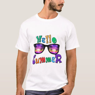 Camiseta Masculina Olá Verão Praia do Pôr do Sol