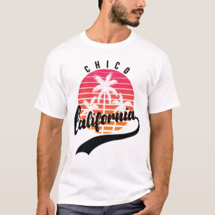 Camiseta masculina pôr do sol retrô de Chico, Cali