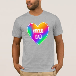 Camiseta masculina Proud Dad Rainbow Heart