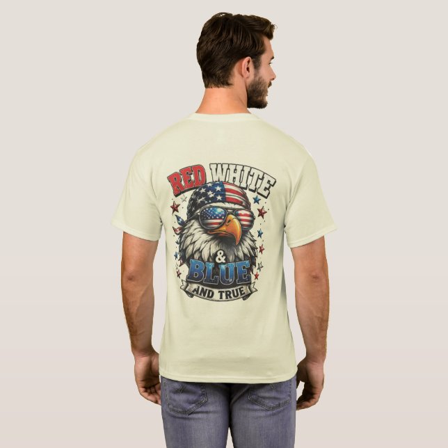 Camiseta masculina Red White Blue e True Eagle⁠ (Parte Traseira Completa)