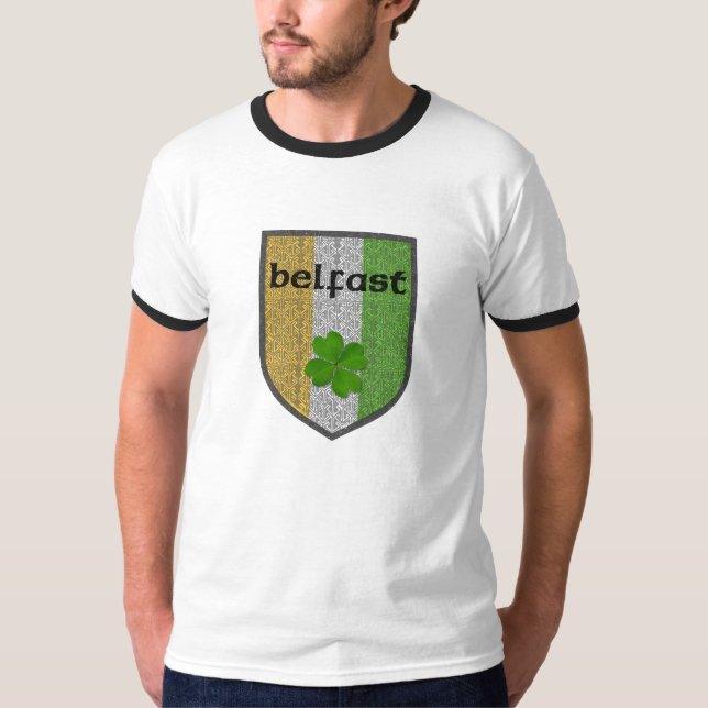 Camiseta Masculina Ringer Belfast Irlanda (Frente)