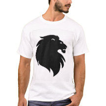 Camiseta Masculina Silhueta de Leão Preto Minimali