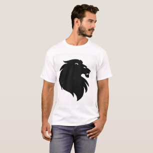 Camiseta Masculina Silhueta de Leão Preto Minimali