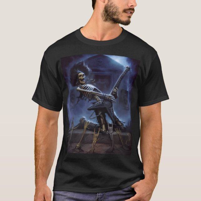 camiseta masculina skeleton rockin' (Frente)